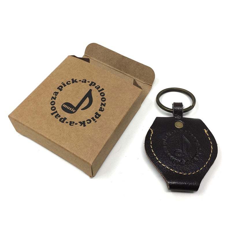 Pick-A-Palooza DIY Guitar Pick Punch Leather Key Chain Pick Holder - Brown - Image 1